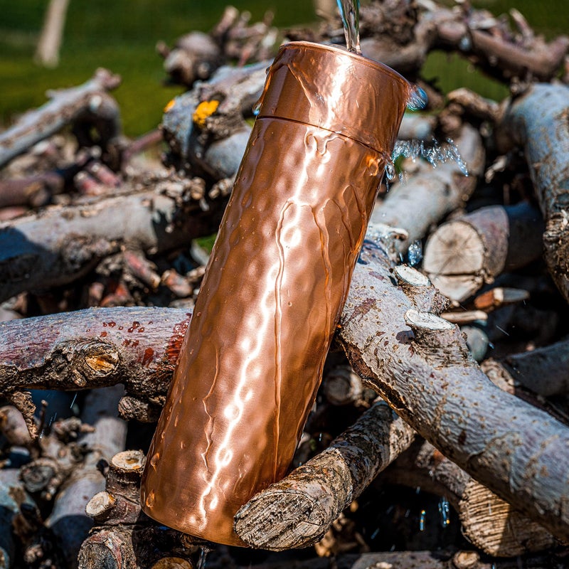 Kosdeg Copper Water Bottle - 16oz Hammered Vintage Modern Design - An Ayurvedic Pure Copper Vessel For Drinking - Drink More Water, Lower Your Sugar Intake And Enjoy The Health Benefits Immediately - Image 4